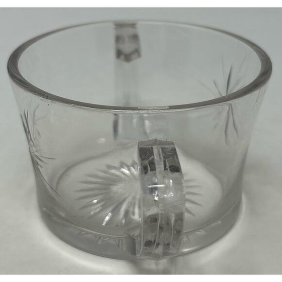 Clear Glass Sunburst Sugar Bowl with Double Handles 3‎ 1/2" Wide x 2 1/2" Tall - Picture 2 of 6